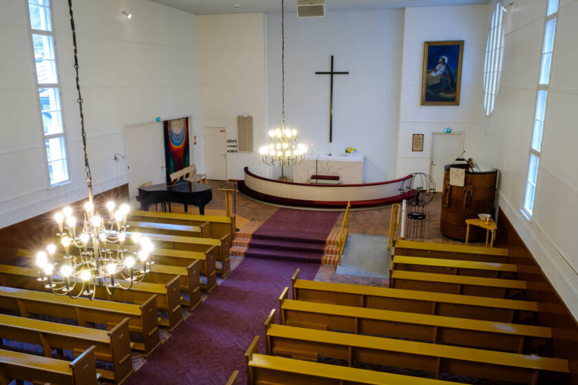 Säyneisen kirkon sisäkuva.
