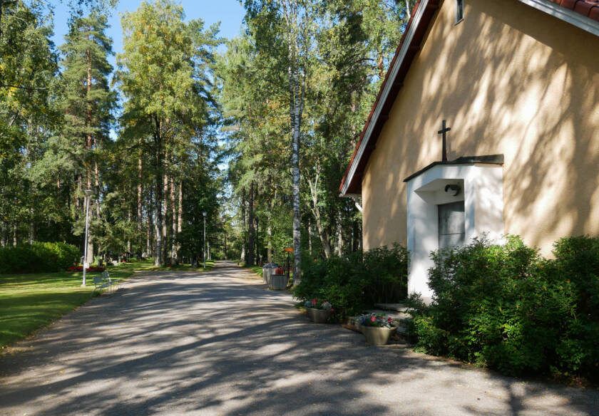 Flodbergin kappelin pääsisäänkäynti.