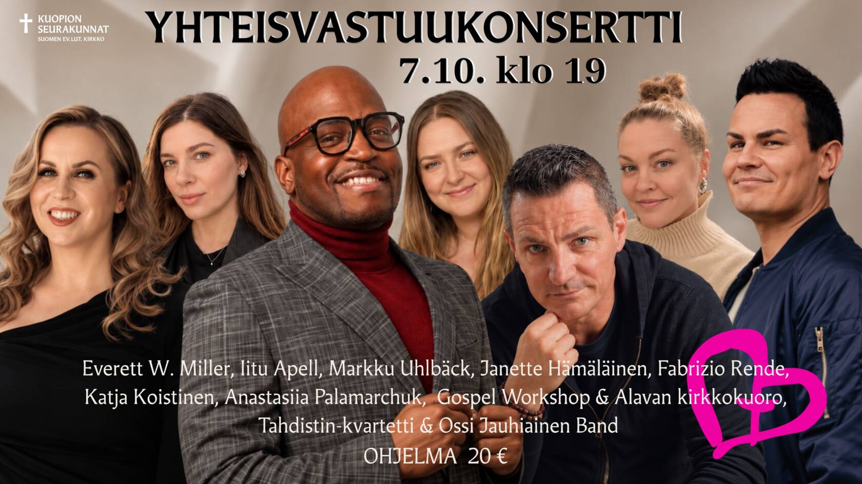 Konsertin esiintyjät lähikuvassa.